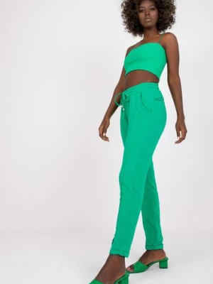 Spodnie dresowe damskie -  zielone BASIC FEEL GOOD