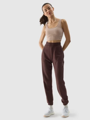 Spodnie dresowe joggery damskie - brązowe 4F