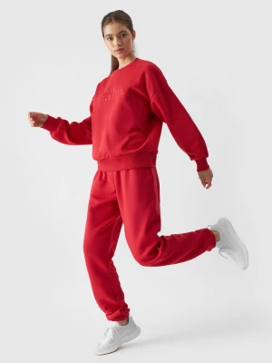 Spodnie dresowe joggery damskie - czerwone 4F