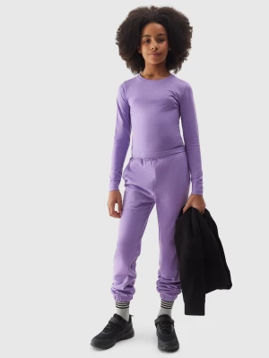 Spodnie dresowe joggery dziewczęce - fioletowe 4F