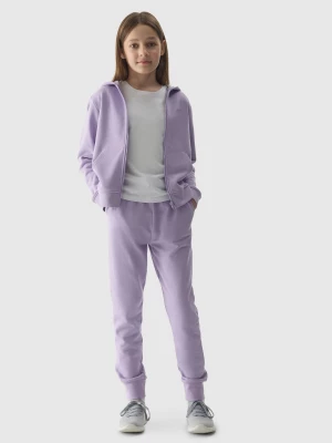 Spodnie dresowe joggery dziewczęce - fioletowe 4F