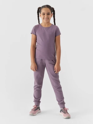 Spodnie dresowe joggery dziewczęce - fioletowe 4F JUNIOR