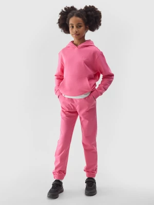 Spodnie dresowe joggery dziewczęce - różowe 4F JUNIOR