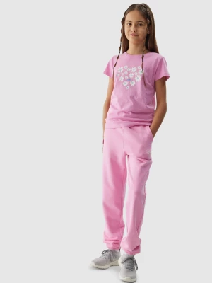 Spodnie dresowe joggery dziewczęce - różowe 4F