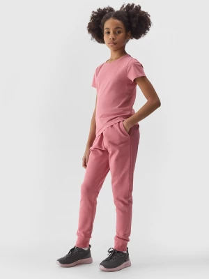 Spodnie dresowe joggery dziewczęce - różowe 4F JUNIOR