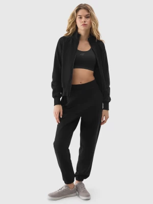 Spodnie dresowe joggery z bawełną organiczną damskie - czarne 4F