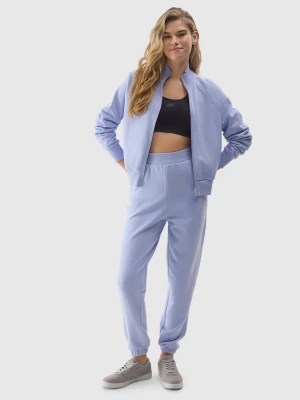 Spodnie dresowe joggery z bawełną organiczną damskie - niebieskie 4F