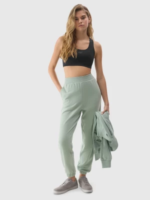 Spodnie dresowe joggery z bawełną organiczną damskie - zielone 4F
