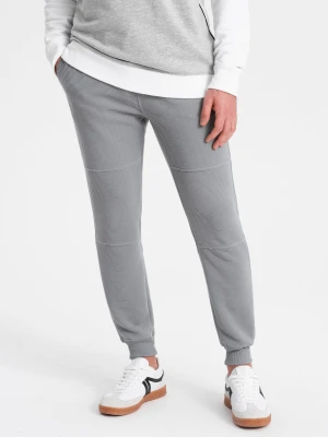 Spodnie dresowe męskie z tkaniny ottoman - szare V5 - Rozmiar: XL Ombre Clothing