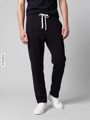 Spodnie dresowe o kroju loose fit z czystej bawełny model 'LINO' Don't Waste Culture Czarny