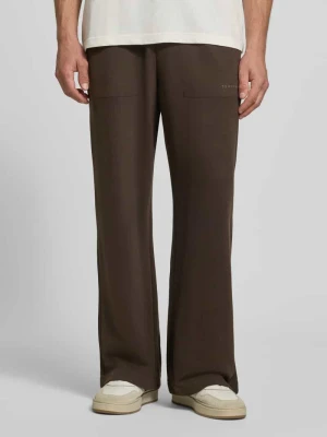 Spodnie dresowe o kroju regular fit z mieszanki bawełny i modalu Tommy Hilfiger Ciemnobrązowy