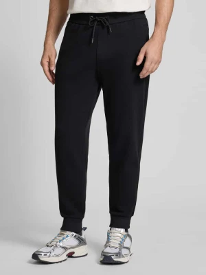 Spodnie dresowe o kroju regular fit z mieszanki bawełny model ‘LAMONT’ Boss Czarny