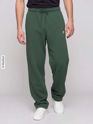 Spodnie dresowe o kroju regular fit z mieszanki bawełny Nike Ciemnozielony