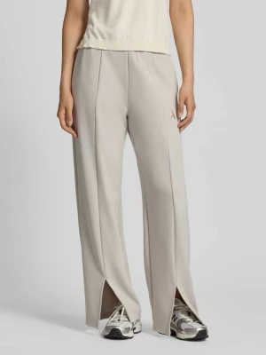 Spodnie dresowe o kroju straight fit z elastycznej mieszanki wiskozy Armani Exchange Beżowy