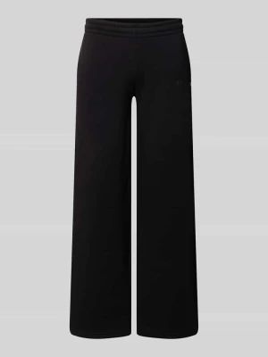 Spodnie dresowe o kroju straight fit z mieszanki bawełny z nadrukiem z logo REVIEW Czarny