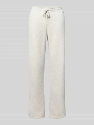 Spodnie dresowe o kroju wide fit z mieszanki bawełny model 'Iconic' Gina Tricot Jasnoszary melanż