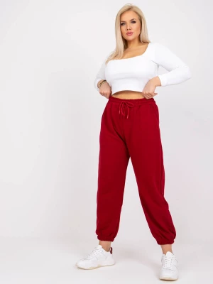 Spodnie dresowe plus size bordowy casual sportowy Basic feel good