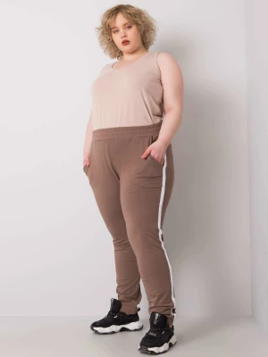 Spodnie dresowe plus size brązowy casual Basic feel good