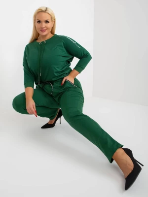 Spodnie dresowe plus size ciemny zielony casual nogawka prosta troczki wiązanie Relevance