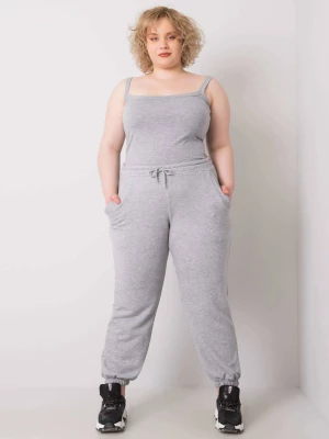 Spodnie dresowe plus size szary casual sportowy Basic feel good