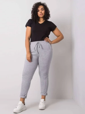 Spodnie dresowe plus size szary sportowy casual nogawka prosta wiązanie Basic feel good