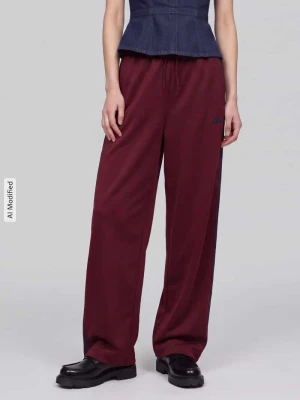 Spodnie dresowe w kroju loose fit z domieszką bawełny model 'STADIUM' Adidas Bordowy