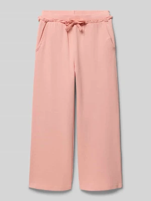 Spodnie dresowe w kroju wide fit z falbankowym wykończeniem BLUE SEVEN