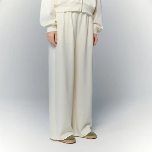 Spodnie dresowe wide leg z modalem basic kremowe House