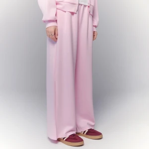 Spodnie dresowe wide leg z regulowanymi nogawkami i modalem basic różowe House