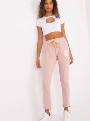 Spodnie dresowe z aplikacją jasny różowy