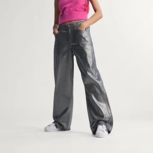 SPODNIE DRESOWE Z DENIMU FIREBIRD Adidas Silver Metallic