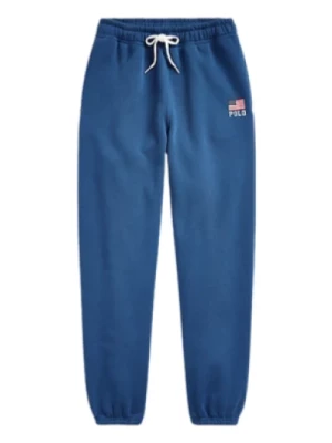 Spodnie Dresowe z flagą polo - niebieskie Ralph Lauren