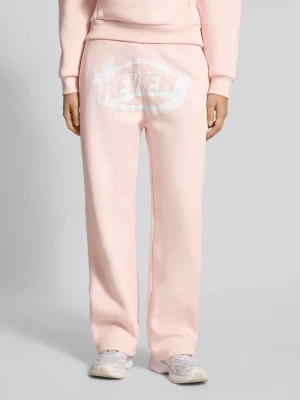 Spodnie dresowe z prostą nogawką, logo i elastycznym pasem Review