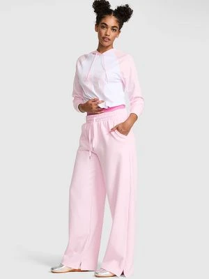Spodnie dresowe z szeroką nogawką i rozcięciem u dołu Campus Fleece Victoria's Secret Różowy