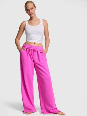 Spodnie dresowe z szeroką nogawką i rozcięciem u dołu Campus Fleece Victoria's Secret Różowy