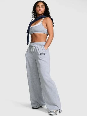 Spodnie dresowe z szeroką nogawką i rozcięciem u dołu Campus Fleece Victoria's Secret Szary