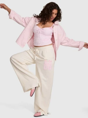 Spodnie dresowe z szeroką nogawką i rozcięciem u dołu Campus Fleece Victoria's Secret Szary