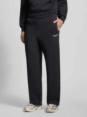 Spodnie dresowe z wysokim stanem, elastycznym pasem i logo JJXX