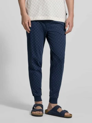 Spodnie dresowe z wzorem z logo i elastycznym pasem JOOP! Collection