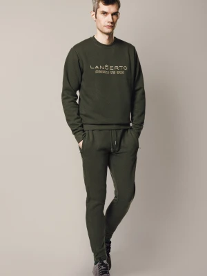 Spodnie Dresowe Zielone Bawełniane Slim Jared Lancerto