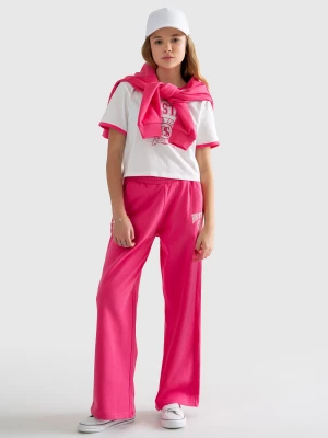Spodnie dziewczęce dresowe z prostą nogawką różowe Longencja 601/ Georgina 601 BIG STAR