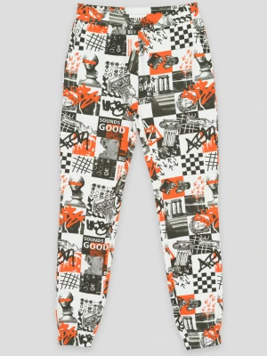 Spodnie dziewczęce wzorzyste dresowe Reporter