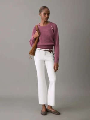 Spodnie dżinsowe flare crop złamana biel - Dziewczyna - - MANGO TEEN