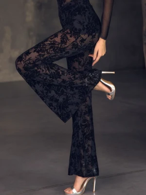 Spodnie dzwony tiulowe z flokowym wzorem – Gaja POUPEE