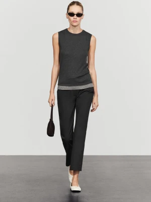 Spodnie Dzwony Z Domieszką Bawełny - Czarny - Massimo Dutti - Female