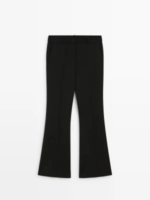 Spodnie Dzwony Z Elastycznej Mieszanki Wełny - Czarny - Massimo Dutti - Female