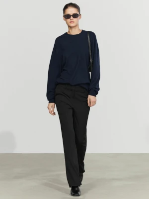 Spodnie Dzwony Z Elastycznej Mieszanki Wełny - Czarny - Massimo Dutti - Female