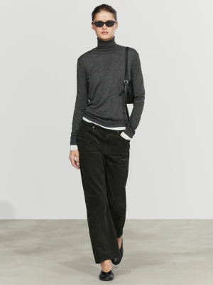 Spodnie Dzwony Z Mikrosztruksu - Szarawozielony - Massimo Dutti - Female