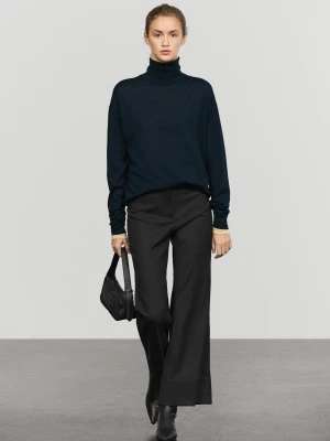 Spodnie Dzwony Z Wywiniętym Dołem - Czarny - Massimo Dutti - Female
