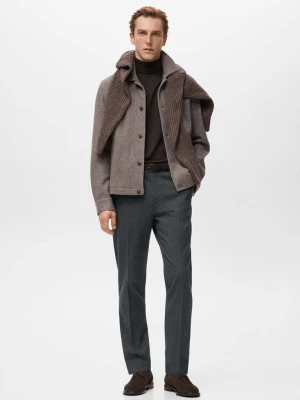 Spodnie flanelowe slim fit ciemnoszary - Mężczyzna - - MANGO MAN